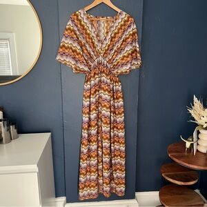 World Market Patterned Maxi Kaftan Dress